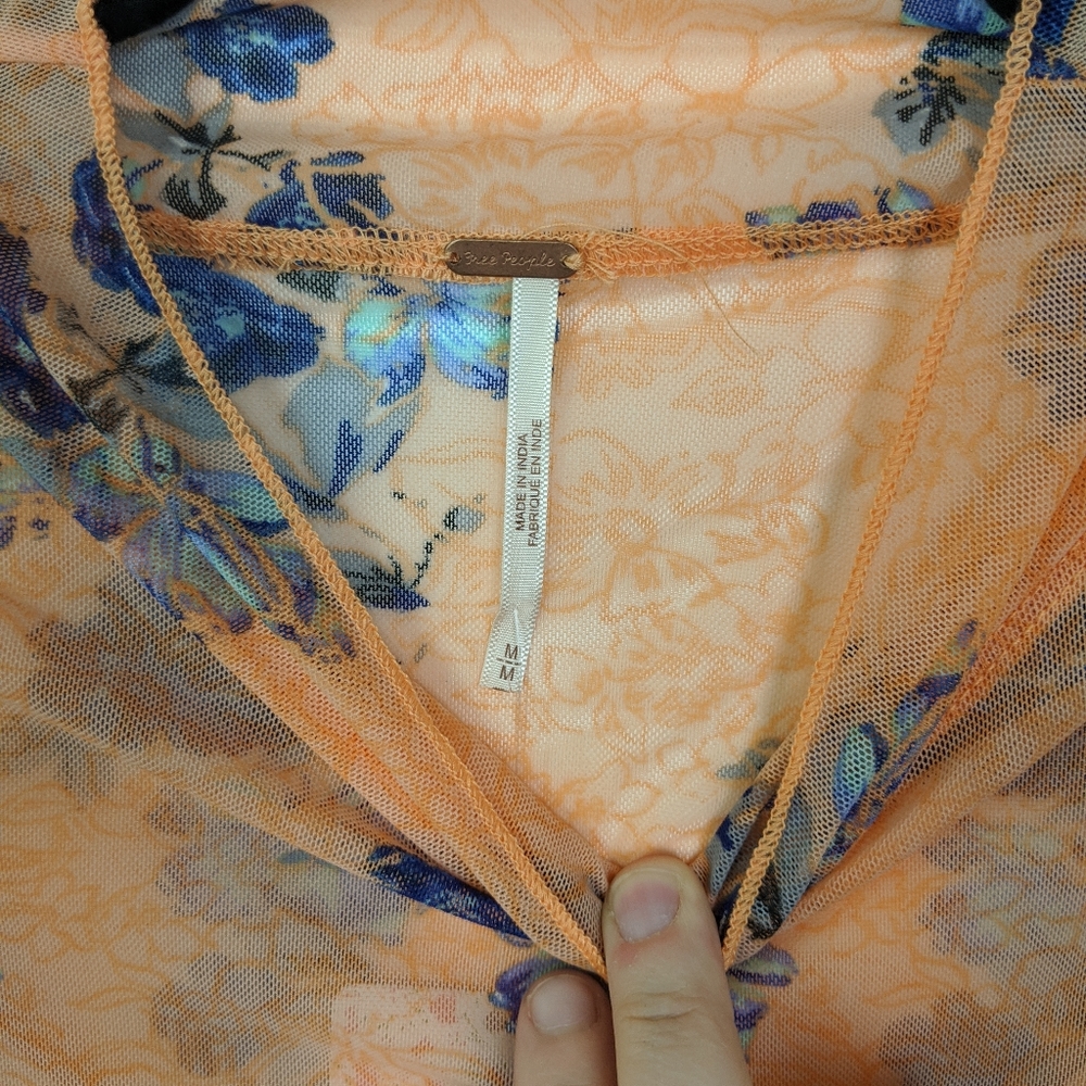Free People Amber Orange Floral Top NWT - Picture 9 of 11